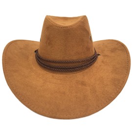 Sandy Ting Men's Outback Faux Felt Wide Brim Western Cowboy Hat (Brown)
