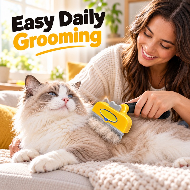 Pet Grooming Brush for Dogs & Cats – Deshedding Hair