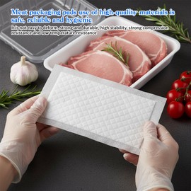 4x7 Inch Meat Absorbent Pads, 200 Pcs 60 Grams Capacity Food-Grade White Soaker Pads for Freshness, Leak Protection with Trays and Vacuum Sealer Bags, Ideal for Meat, Poultry, and Fish Packaging