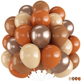 Burnt Orange Balloons,60Pcs 12 Inches Brown Nude Burnt Orange Metallic Champagne Balloons for Fall Baby Shower Birthday Party Decoration,Boho Theme Thanksgiving Bridal Shower Engagement Supplies