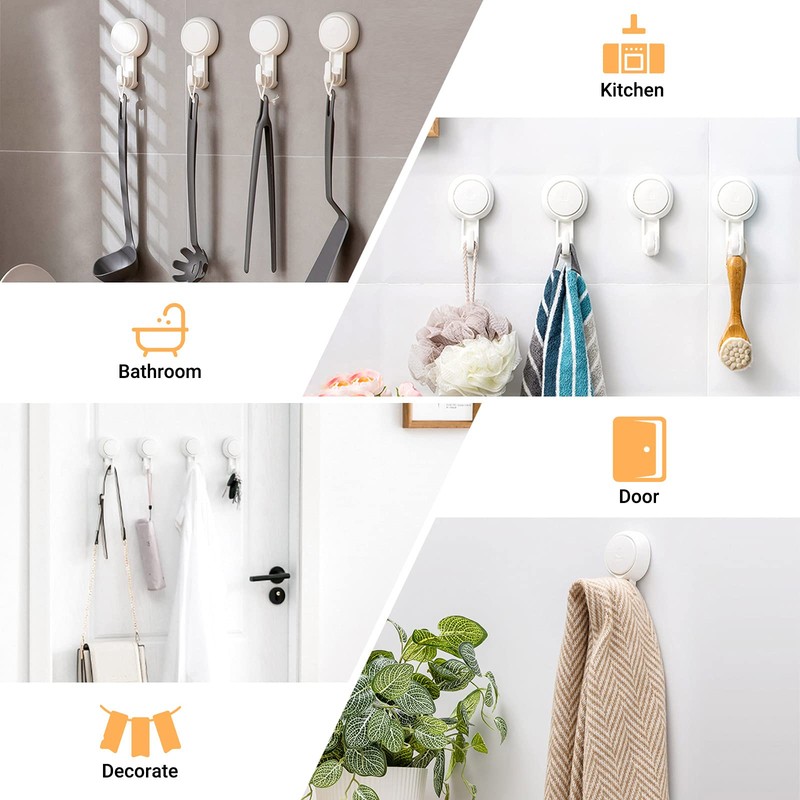 Marchpower Suction Hooks, Powerful Vacuum Suction Cup Hooks-Reusable SuperLock Utility