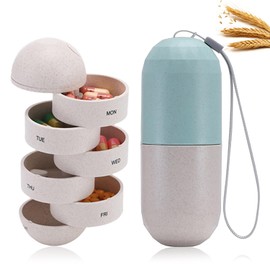 Organizador de Píldoras Semanal de 7 Días, Pastillero de Viaje con 7 Compartimentos, Fibra de Grano a Prueba de Humedad, sin BPA (Gris)