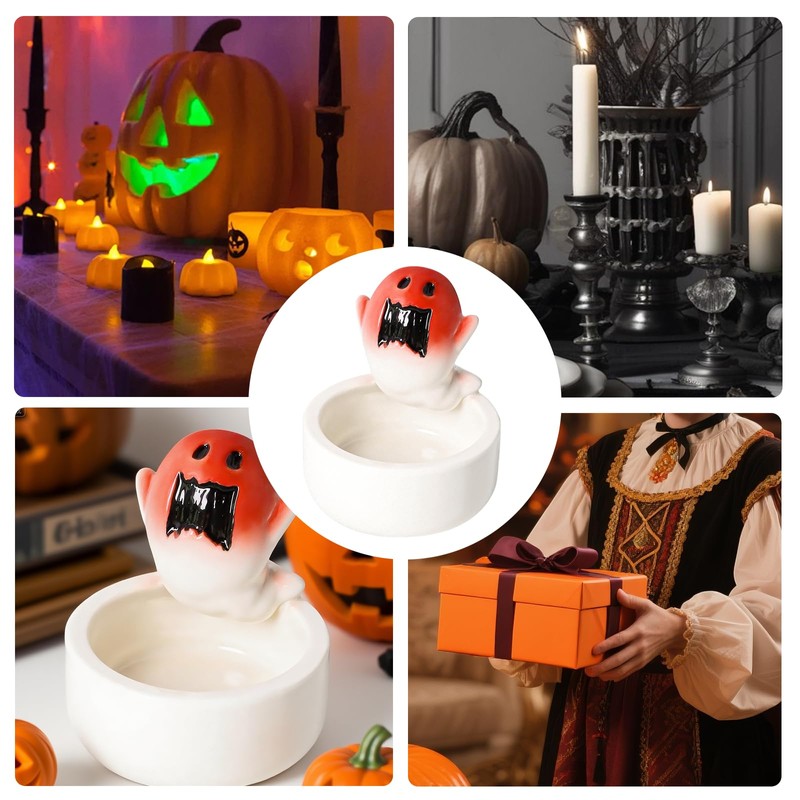 Ghost Candle Holder, Halloween Cute Cartoon Small Ghost Candle Holder,