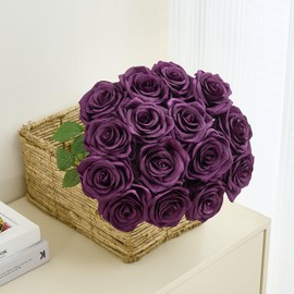 Carlita‘s Blooms 15pcs Fake Roses Artificial Silk Flowers Faux Rose Flower Long Stems Bouquet for Arrangement Wedding Centerpiece Party Home Kitchen Decor