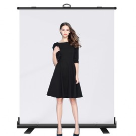 WASJOYE Retractable White Backdrop Screen - 79 x 59 in Professional Pull Up Panel Auto-Locking Wrinkle-Resistant Photography Background for Video Conference, Live Game, Photographic Studio, Streaming