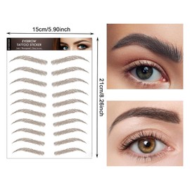 AWAVM 7Sheets/77Pairs 4D Hair-Like Eyebrow Tattoo Stickers Waterproof Natural Fake Eyebrow Stickers,Long Lasting Eyebrow Grooming Shaping Perfect for Women and Girls (Brown-08)