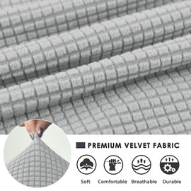 Morwealth Set of 4 / 6 Jacquard Dining Room Chairs, Seat Covers, Stretch Chair Covers, Washable Elastic Seat Cover, Universal Chair Covers for Dining Room, Hotel, Banquet (Light Grey, 4)