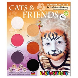 Eulenspiegel 207055 - Cats & Friends Make-Up Palette, Instructions for 5 Animal Masks, Children's Make-Up Palette, Fancy Dress Mak