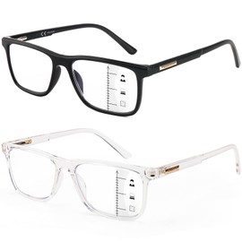 Missfive 2 Pack Multifocus Progressive Reading Glasses, Blue Light Blocking Anti UV/Eye Strain Multifocal Readers, Durable Metal Spring Hinge Stylish Eyewear for Near Workspace,2.0x