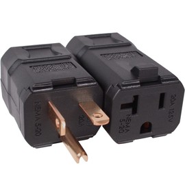 Journeyman-Pro Clamshell Plug & Connector Set 20 Amp 120-125 Volt, NEMA 5-20P + 5-20R (5-20C), 2Pole 3Wire, Straight Blade, Male & Female Replacement Cord End, Black Commercial Grade Nylon (1)