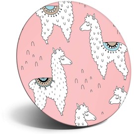 Destination Vinyl ltd Magnet for Refrigerator, Fridge - Cute Pink Cartoon Llama Alpaca Animals for Office, Cabinet and Whiteboard, Magnetic Stickers, 8292