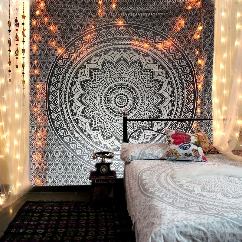 raajsee Indian Cotton Mandala Throw, Ombre Boho Elephant Psychedelic Room