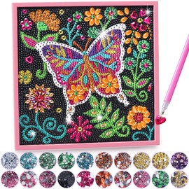 Girls Gifts 8-12 Years Old, Diamond Art Toys for Girls 7-10 Kids Crafts for 5 6 7 8 9 10 Year Old Girls Birthday Present Age 5-11 Mosaic Kit for Boys Teen Art Supplies for Kids with Frame Home Decor