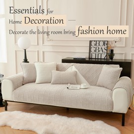 New Milk Velvet Soft Sofa Cover 1 2 3 Seater, Universal Couch Covers Non-Slip Corner Sofa Cover L Shape Sofa Slipcovers Furniture Protector for Living Room(Khaki, 1PC 70 * 210cm Cushion Cover)