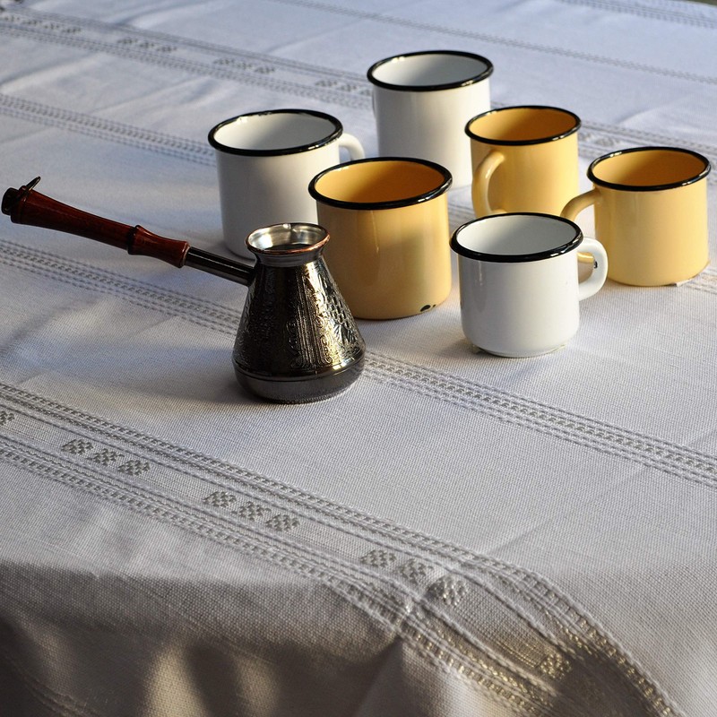 Madacha 2 Metal-Enamelled Mugs - White - 250 ml /