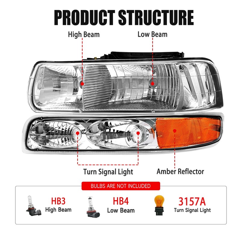 TopAutoGear for 2002 Silverado Headlight Assembly Compatible with 1999 2000