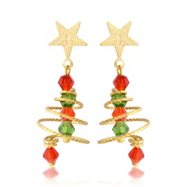 Christmas Earrings for Women Christmas Tree Colorful Star Earrings