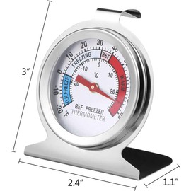 6 Pack Refrigerator Freezer Large Dial Thermometer Classic Series Fridge Freezer Alarm Thermometer Internal Temperature Gauge for Kitchen Refrigerator