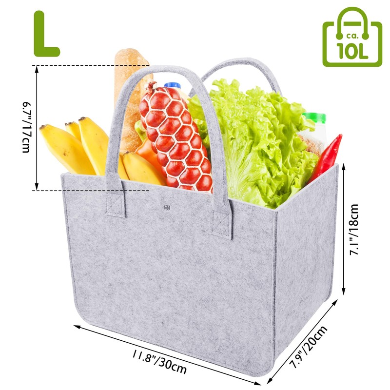 PUWOWYE Pack of 2 Felt Bags Shopper, Felt Bag, Large