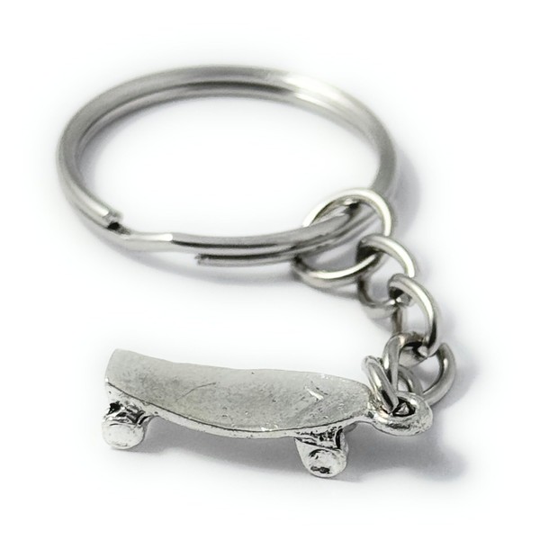 FizzyButton Gifts Skateboard Keyring Key Ring with Silver Tone Charm
