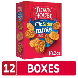 Town House FlipSides Minis Oven Baked Crackers, Lunch Snacks, House Seasoned (12 Boxes)