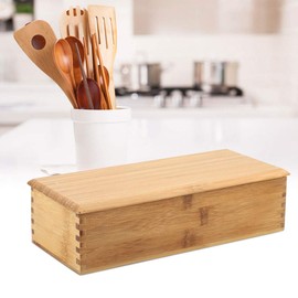 Chopsticks Storage Box, Friendly Wooden Cutlery Box Reusable Utensil Holder with Lid for Cooking Tools, Makeup, or Office Supplies