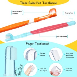 CHENGU 7 Pcs Dog Teeth Cleaning Kit Includes Tooth Scaler and Tarter Remover Scraper 3 Head Pet Toothbrush and Dog Finger Toothbrush Plaque Remover Tools (Classic Style,Blue Red and Orange)