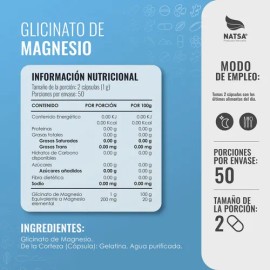 Glicinato De Magnesio 100 Cápsulas, Alta Absorción, Mejora la calidad del Sueño, Salud Osea, Ingrediente 100% puro, Premium
