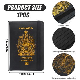 Premium PU Passport Cover with Elastic Band - Multi-Card RFID Blocking Wallet for Vaccine Cards, Boarding Pass & Currency Storage