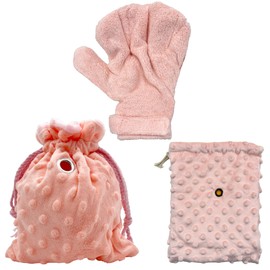 OldSerenWay 3 Pack Sugar Glider Tote Plush Sleeping Pouches and Anti Bite Calming Mitten, Warm Sleeping Bag Portable Drawstring Bonding Pouch Soothing Glove for Small Pets (Pink/Pink/Pink)