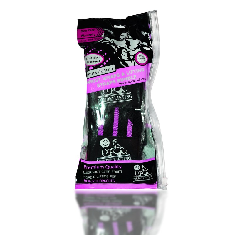 Wrist Wraps + Lifting Straps Bundle (2 Pairs) for Weightlifting,
