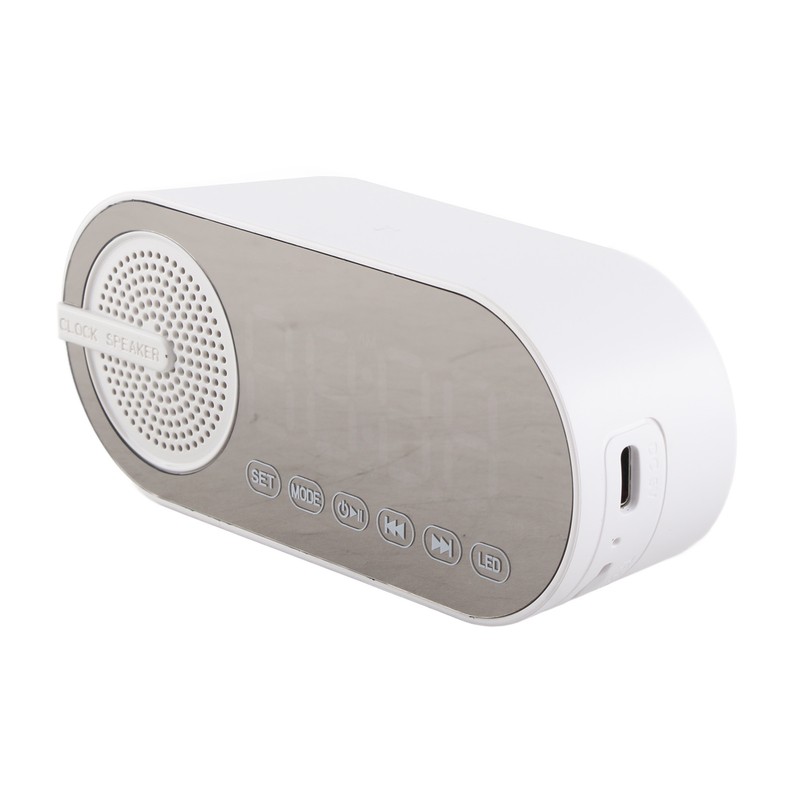 Bluetooth Speaker Dual Alarm Clock Bluetooth5.0 Mirror Clock Speaker Rechargeable