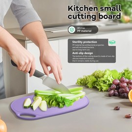 Li&Zhao Plastic Cutting Boards for Kitchen - Chopping Board Small Cutting Board for Meat Cutting Mats for Kitchen Cooking (Purple)