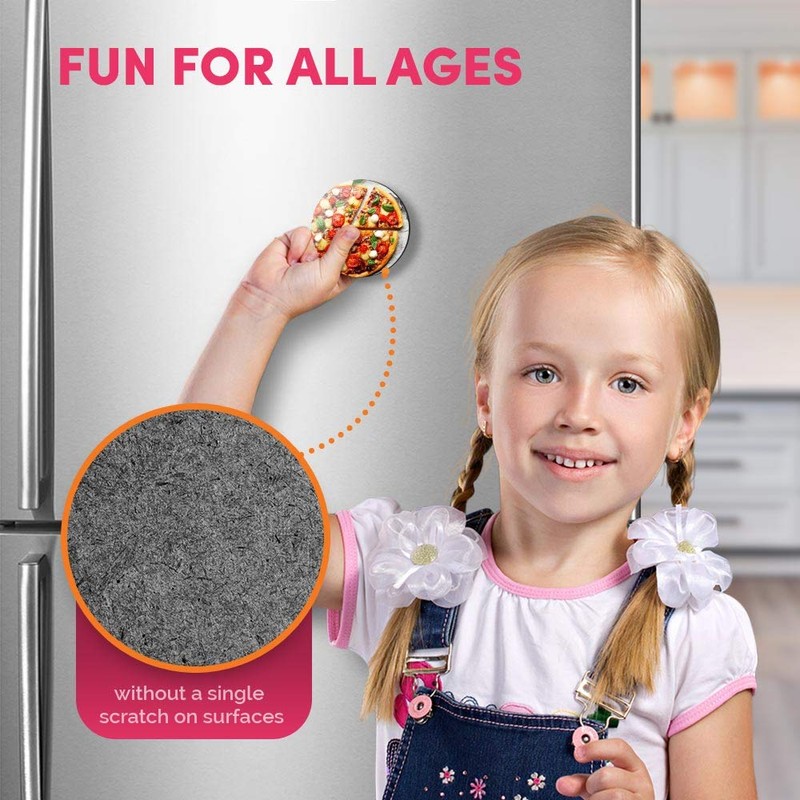 1 x Round MDF Magnet - Tasty Pizza Italian Food