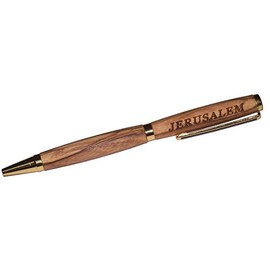 Holy Land Market Handmade ballpoint pen handcrafted from Bethlehem Olive wood engraved with Bethlehem - sleek design