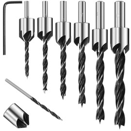 4EVERHOPE Countersink Drill Bit Adjusting, 8 Pieces HSS 5 Flute Countersink Drill Bit Set Screwdriver Reamer Woodworking Countersink Drill Tool 3-10 mm