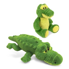 DolliBu Plush Alligator Stuffed Animal - Soft Huggable Green XL Alligator and Sitting Green Alligator Adorable Playtime Plush Toys, Cute Animal Cuddle Gifts