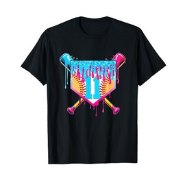 11th Birthday Softball Ice Cream Drip 11 Years Boy Girl Gift T-Shirt