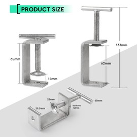 EXLECO Set of 2 15-60 mm C Clamp Stainless Steel C Clamps Screw Clamp Adjustable Jaw Openings Carrier Clamp Fixing Pliers Table Clamp Carrier Clamp Mounting Clamp for Woodwork Welding Carpentry
