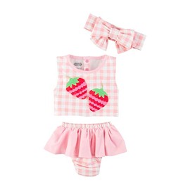 Mud Pie Girls Swimsuit & Headband Set, Strawberry, 5T