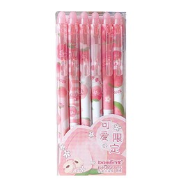 MOZXIRZ 6 Pcs Erasable Gel Ink Pens Retractable Pens Cute Pink Peach Pen Fine Point Pen Office School Supplies Women Pens (Black Ink-Peach)