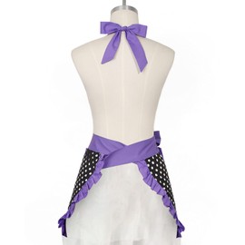 RosieLily Women Aprons with Pockets Cute Retro Lovely Vintage Lady's Kitchen Fashion Flirty Black Purple Patterns Valentine's Day