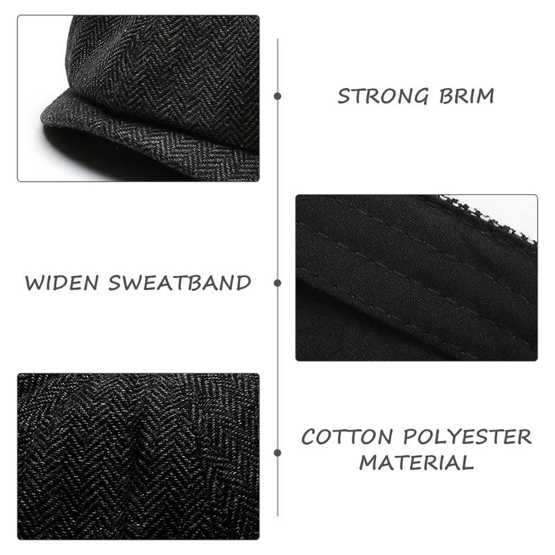 COACOM 1 Black Melon Hat, Flat Cap for Men, Newspaper