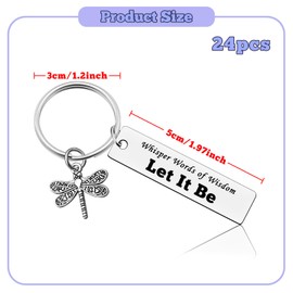 24 Pcs Dragonfly Keychain Dragonfly Lover Gift Inspirational Gift for Women Friend Girls Dragonfly Theme Gift Dragonfly Jewelry Encouragement Motivational Quote Keychain Christmas Birthday Gift