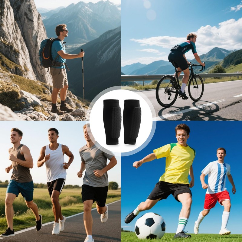 Football Shin Guards Compression Sleeves with Honeycomb Pads, Leg Protector