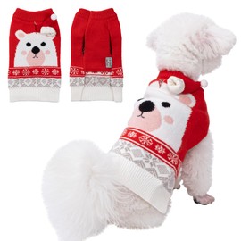 LUBOT New Ugly Christmas Sweaters for Puppy Cute Funny Wintertime and Holiday Parties Knitted Pullover Sweater Small Dog Bear Small