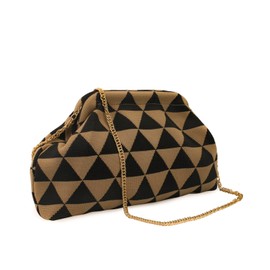 YOUSIS Dumpling Clutch Purses for Women Casual Woven Knitted Handbags Cloud Clutch Bag for Dinner Party (Triangles. A)