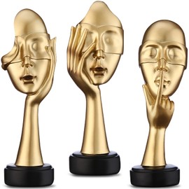 ZJ Whoest 3 Pcs Thinker Statue. See No Evil Hear No Evil Speak No Evil Small Shelf Decor. Abstract Art Sculptures for Bedroom Bookshelf Coffee Table Decor for Living Room.Gifts for Women