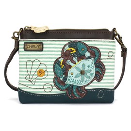 CHALA Mini Crossbody/Purse with Convertible Strap Stylish, Compact, Versatile, Teal Crab - Teal Stripe, One Size