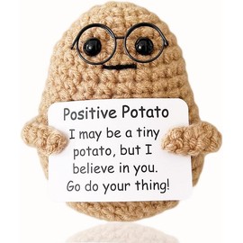 Positive Crochet Potato Funny Gifts with Encouragement Card for Cheer Up, Birthday Gifts for Friends Women, Graduation Gifts - Color: Wear Glasses